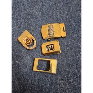 Vintage Lot of 4 Brass & Gold Belt Buckles - As-Is Fair Condition